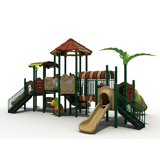 Set da gioco per bambini con scivolo per parco giochi all'aperto verde foresta per parco